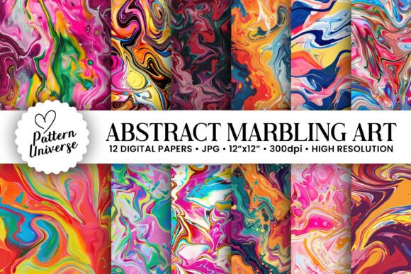 Abstract Marbling Art Digital Papers