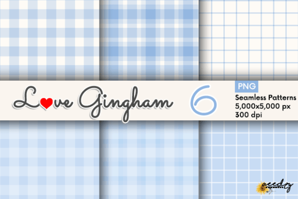 Bashful Blue Gingham Patterns Set
