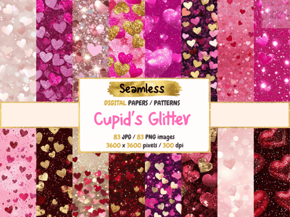 Cupid’s Glitter Seamless Digital Paper: A Sparkling Design Asset