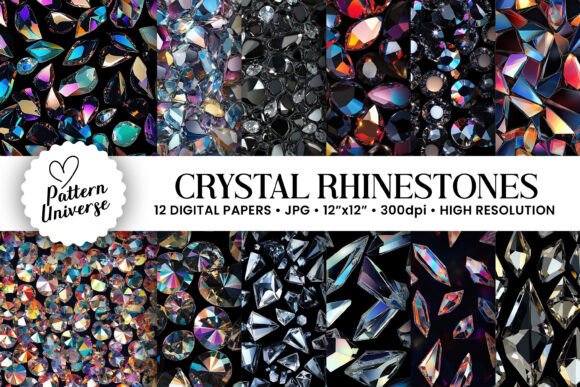 Glass Crystal Rhinestones Digital Papers