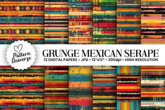 Grunge Mexican Serape Digital Papers