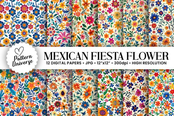 Mexican Floral Fiesta Digital Papers