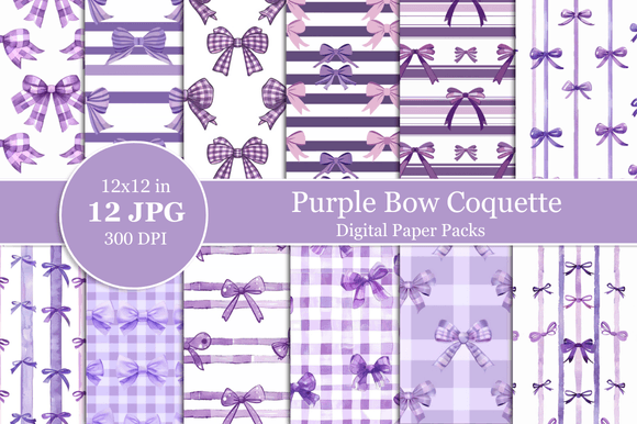 Purple Bow Coquette Digital Paper: A Creative Resource for Modern Designers