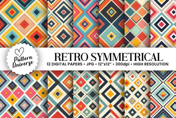 Retro Symmetrical Shapes Digital Papers