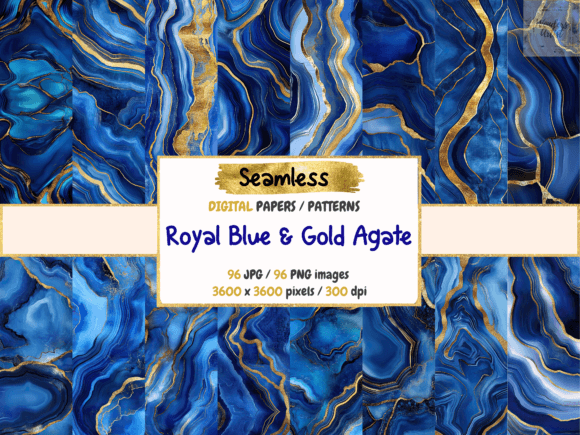 Royal Blue Gold Seamless Digital Paper