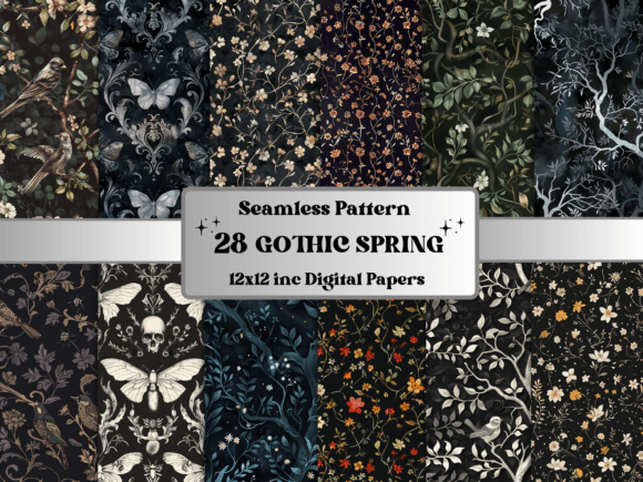 Seamless Gothic Spring Pattern Paper