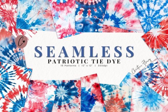 Seamless Patriotic Tie Dye Digital Paper
