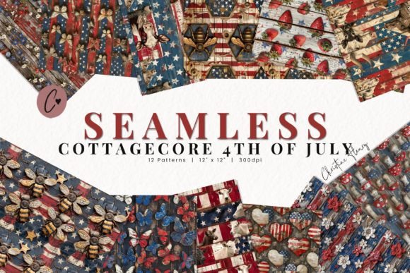 Seamless Rustic Cottagecore 4th of July