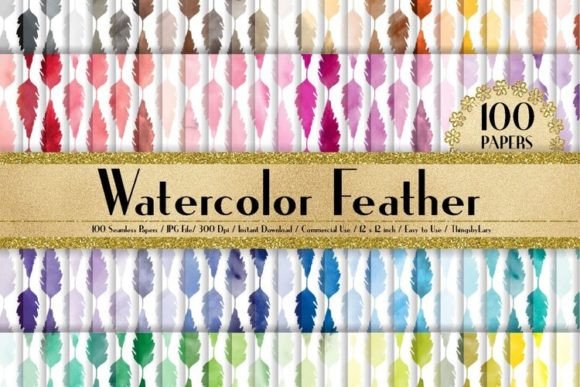 Seamless Watercolor Boho Leaf Papers