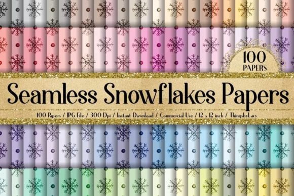 Seamless Watercolor Snowflake Papers