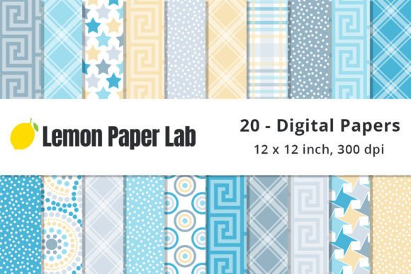 Soft Blue, Yellow and Grey Backgrounds: A Versatile Digital Scrapbook Collection