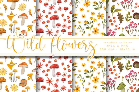 Wild Flowers Digital Papers: Summer Floral Patterns