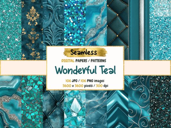 Wonderful Teal Seamless Digital Paper