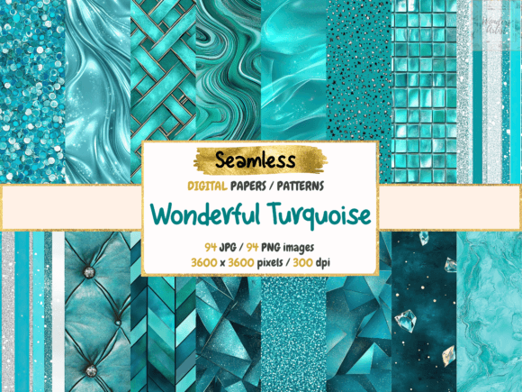 Wonderful Turquoise Digital Papers